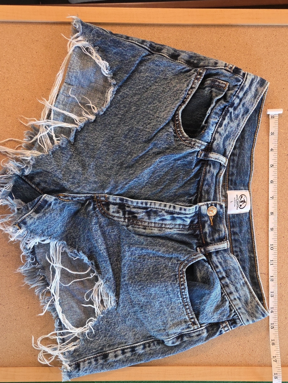 LA Girl Faded Blue Frayed Denim Cutoff Shorts
